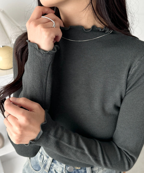 メロウフリル長袖トップス | CL2256065 | チャコールグレー