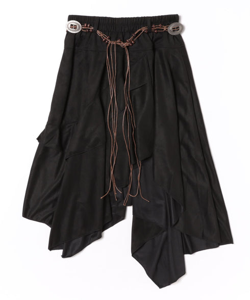 アシンメトリースウェードスカート | CL2256067 | ブラック