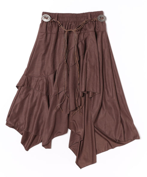 アシンメトリースウェードスカート | CL2256067 | ワインレッド