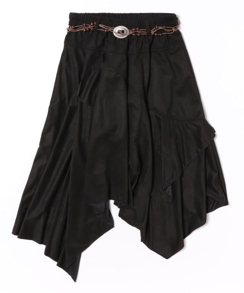 アシンメトリースウェードスカート | CL2256067 | ブラック