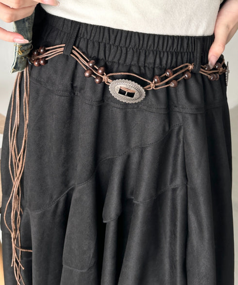 アシンメトリースウェードスカート | CL2256067 | ブラック