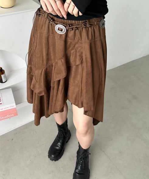 アシンメトリースウェードスカート | CL2256067 | ブラウン