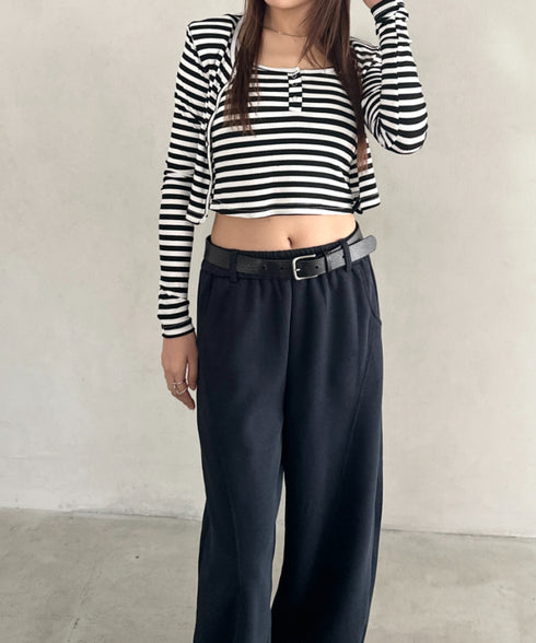 スウェットワイドカーブパンツ | BA2256050 | ネイビー