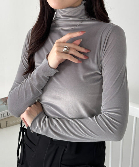 メロウハイネックシアーベロアトップス | CL2253036 | グレー