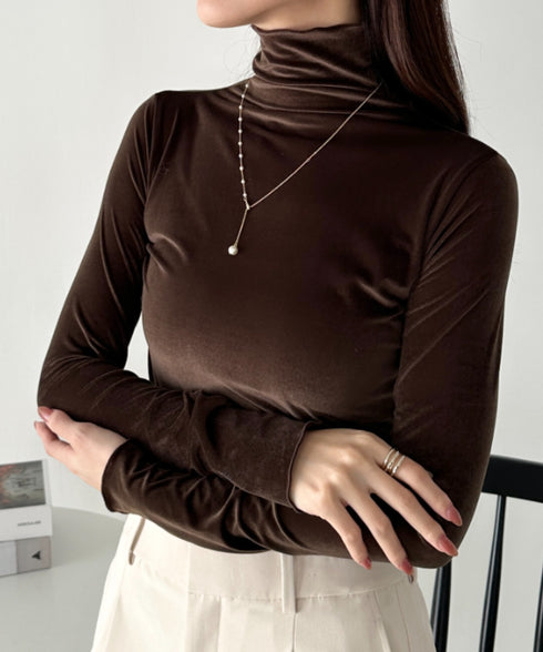 メロウハイネックシアーベロアトップス | CL2253036 | ブラウン