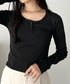 ヘンリーネック長袖トップス | CL2253037 | ブラック