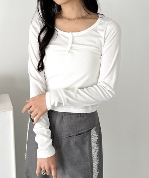 ヘンリーネック長袖トップス | CL2253037 | ホワイト