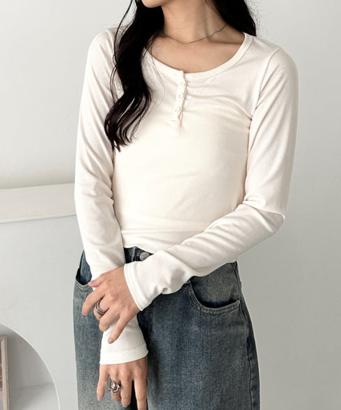 ヘンリーネック長袖トップス | CL2253037 | アイボリー