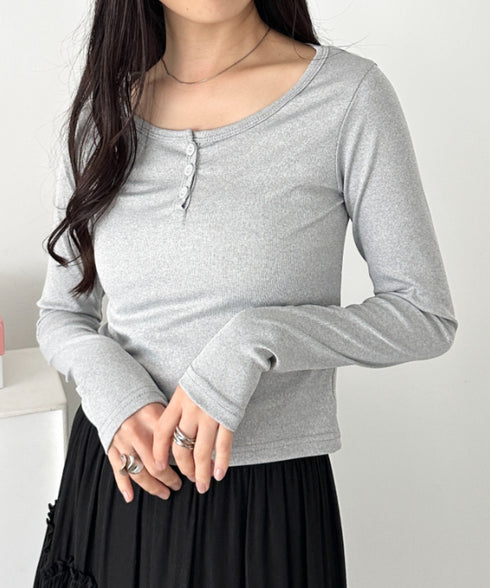 ヘンリーネック長袖トップス | CL2253037 | グレー