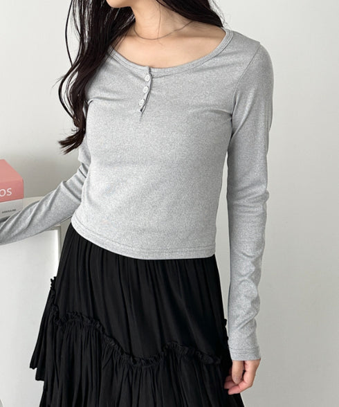 ヘンリーネック長袖トップス | CL2253037 | グレー
