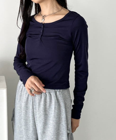 ヘンリーネック長袖トップス | CL2253037 | ネイビー