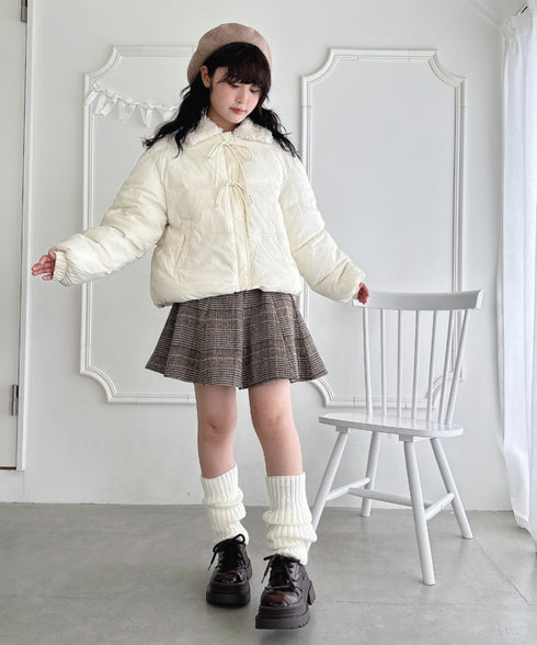 プードルファーフロントリボンパデットジャケット | LO2254025 | アイボリー