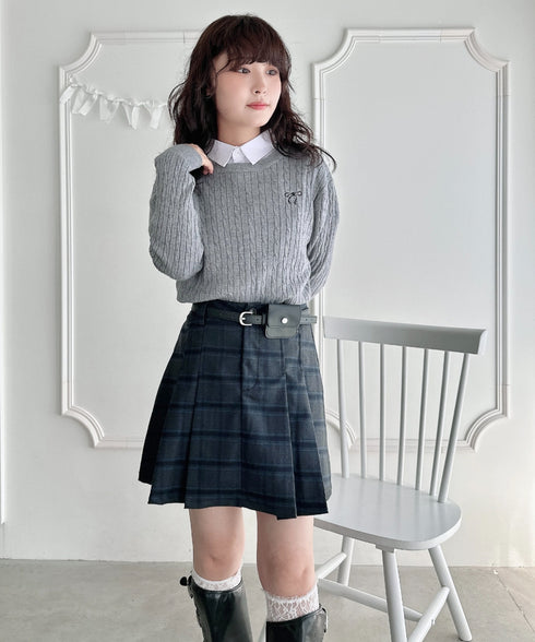 ポーチベルト付きパネルプリーツミニスカート | LO2256064 | その他1