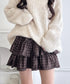 【チェック&無地】ウールライクフリルミニスカパン | LO2254034 | ブラウン系その他