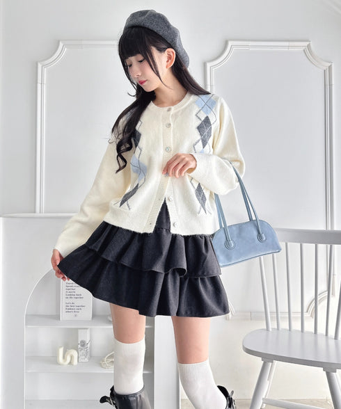 【チェック&無地】ウールライクフリルミニスカパン | LO2254034 | チャコールグレー