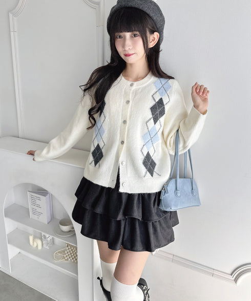 【チェック&無地】ウールライクフリルミニスカパン | LO2254034 | チャコールグレー