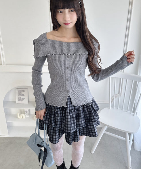 【チェック&無地】ウールライクフリルミニスカパン | LO2254034 | ブラック系その他