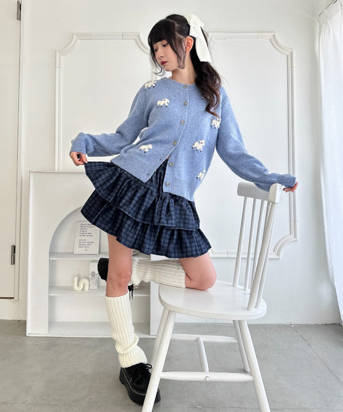 【チェック&無地】ウールライクフリルミニスカパン | LO2254034 | ブルー系その他