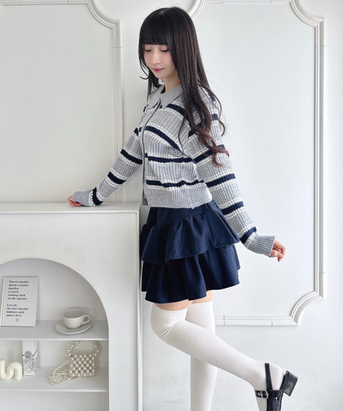 【チェック&無地】ウールライクフリルミニスカパン | LO2254034 | ネイビー