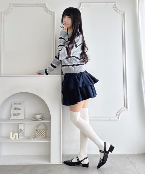 【チェック&無地】ウールライクフリルミニスカパン | LO2254034 | ネイビー