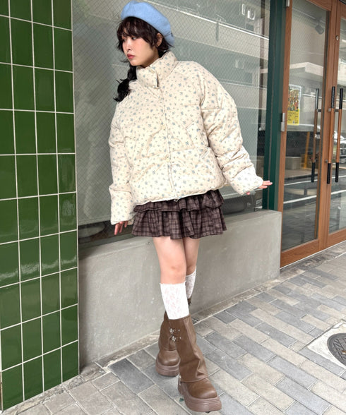 【チェック&無地】ウールライクフリルミニスカパン | LO2254034 | ブラウン系その他