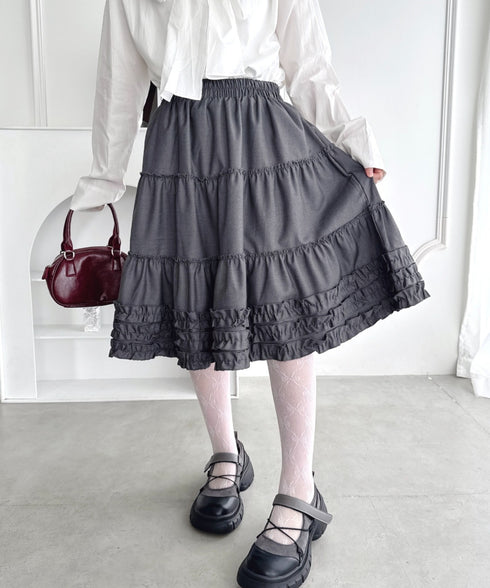 裾フリルティアードミディスカート | LO2256067 | グレー