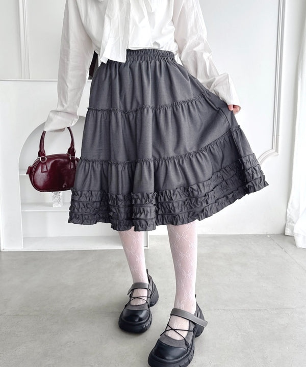 裾フリルティアードミディスカート | LO2256067 | グレー