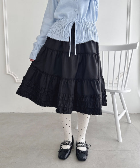 裾フリルティアードミディスカート | LO2256067 | ブラック