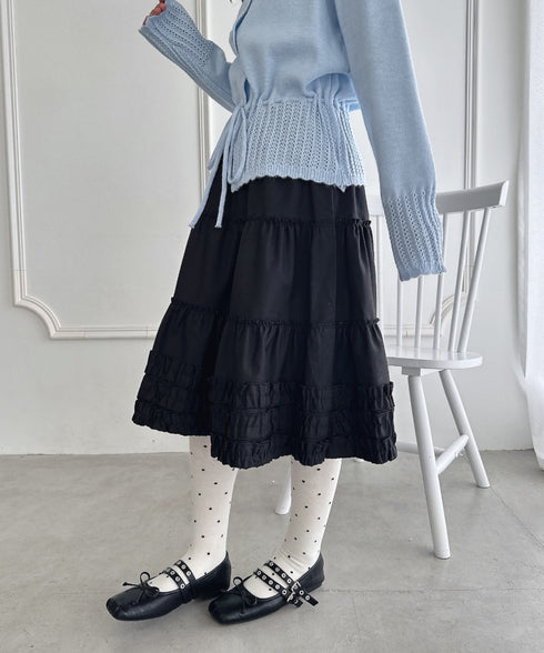 裾フリルティアードミディスカート | LO2256067 | ブラック