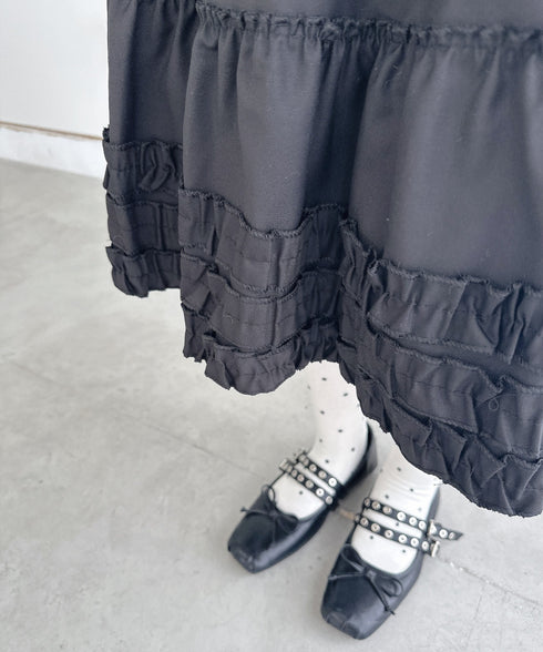 裾フリルティアードミディスカート | LO2256067 | ブラック