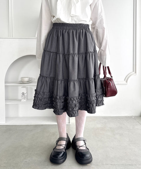 裾フリルティアードミディスカート | LO2256067 | グレー