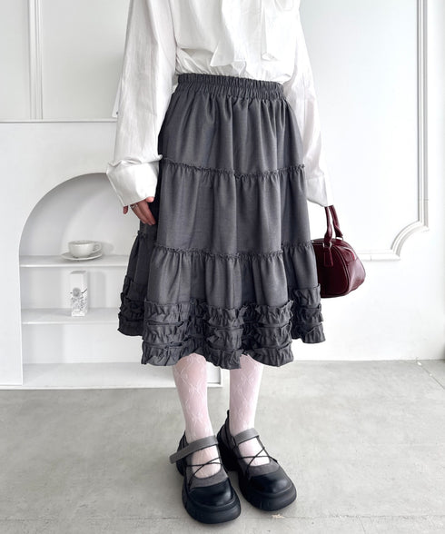 裾フリルティアードミディスカート | LO2256067 | グレー