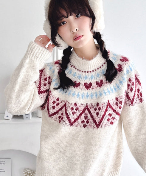 ハートノルディックニットトップス | LO2254028 | アイボリー