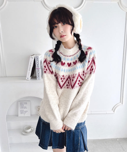 ハートノルディックニットトップス | LO2254028 | アイボリー