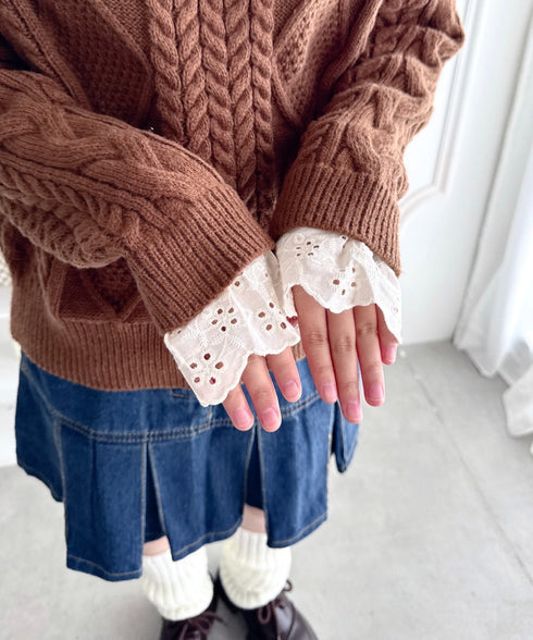 コットンレースドッキングケーブルニット | LO2256069 | ブラウン