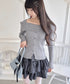 【5色展開】フロントボタンオフショル風ニットトップス | LO2256070 | グレー