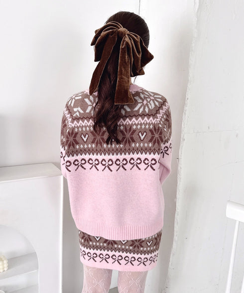 リボンノルディックニットセットアップ【2点SET】 | LO2254029 | ピンク