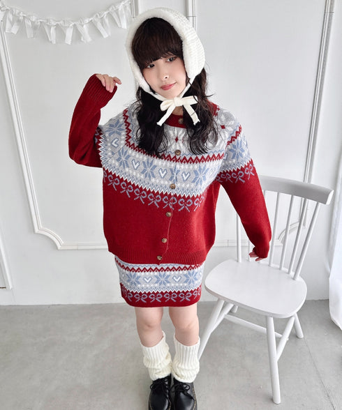 リボンノルディックニットセットアップ【2点SET】 | LO2254029 | レッド