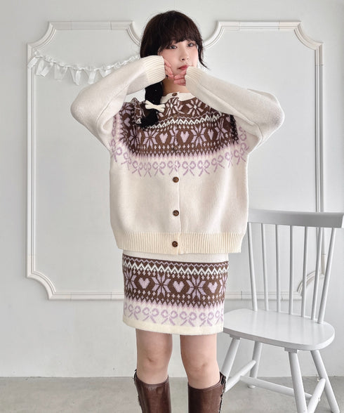 リボンノルディックニットセットアップ【2点SET】 | LO2254029 | アイボリー