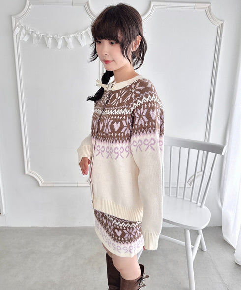 リボンノルディックニットセットアップ【2点SET】 | LO2254029 | アイボリー