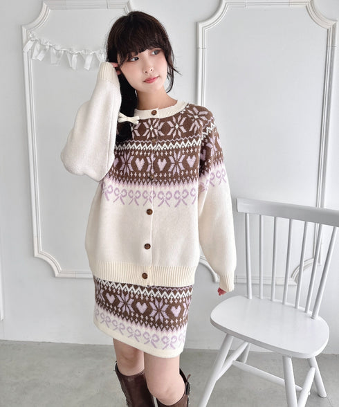 リボンノルディックニットセットアップ【2点SET】 | LO2254029 | アイボリー