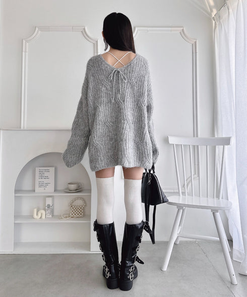 フロントリボンルーズニット | LO2254030 | グレー