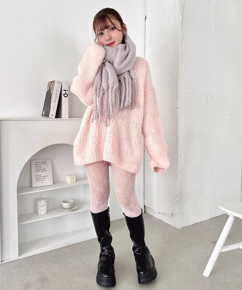 フロントリボンルーズニット | LO2254030 | ピンク