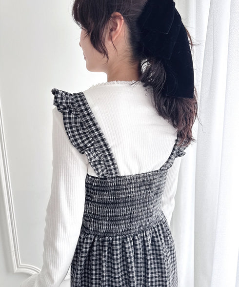 フリルショルダーチェックワンピース | LO2254031 | ブラック