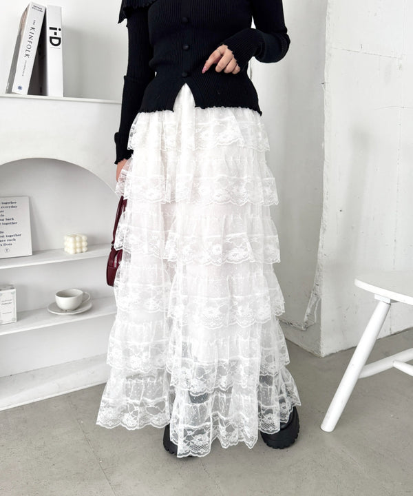 レースティアードチュールスカート | LO2256074 | ホワイト