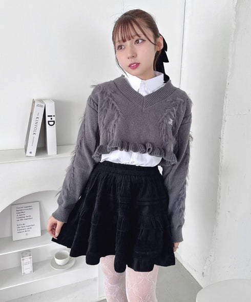 コーデュロイフリルミニスカパン | LO2254032 | ブラック