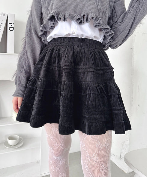 コーデュロイフリルミニスカパン | LO2254032 | ブラック