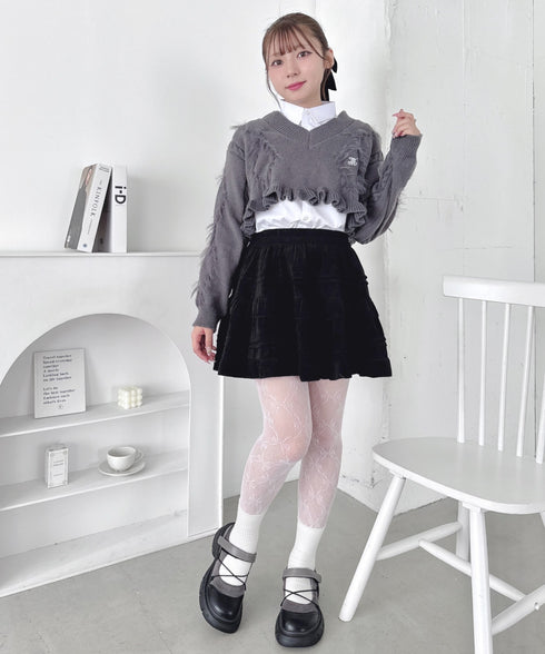 コーデュロイフリルミニスカパン | LO2254032 | ブラック