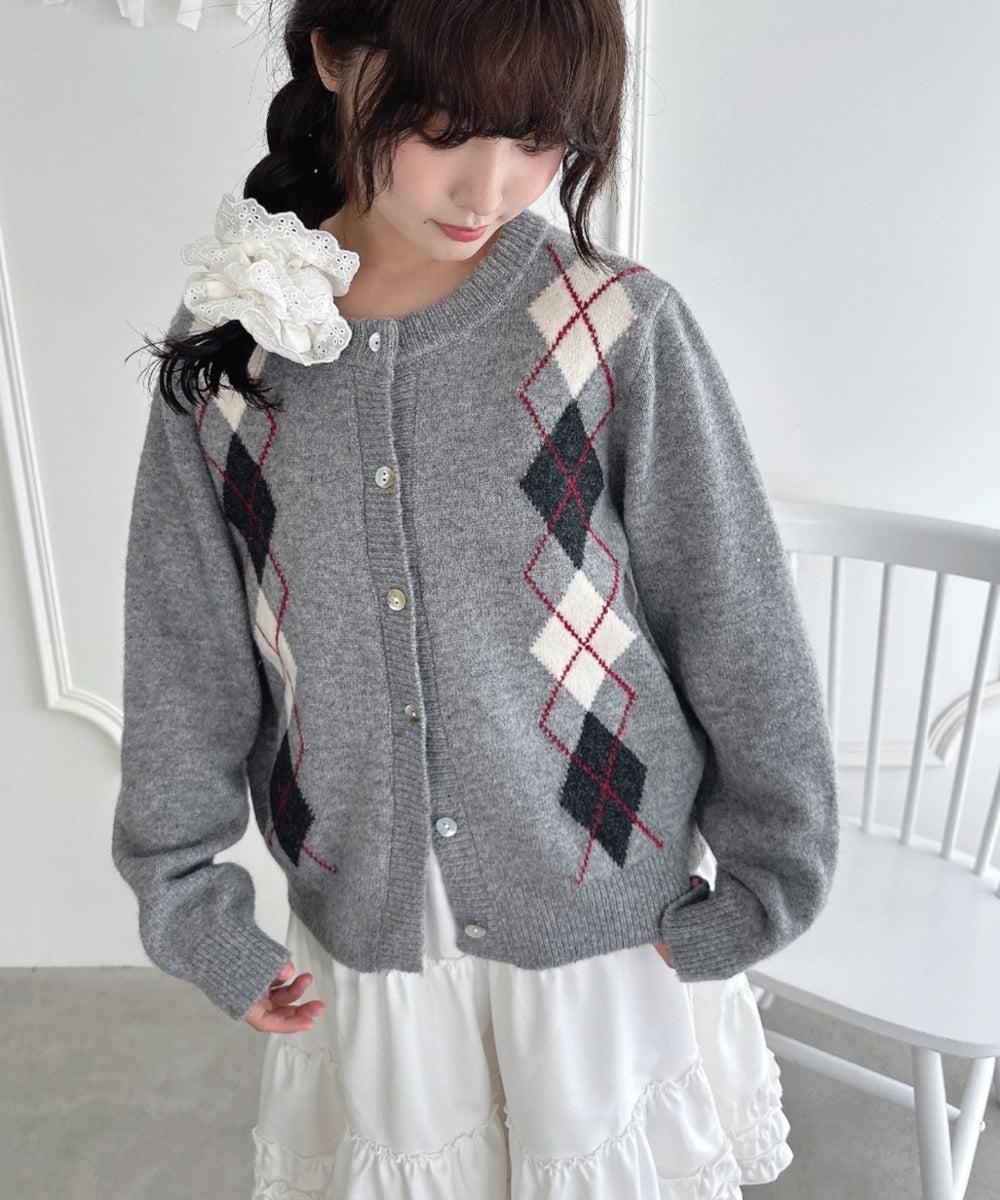 アーガイルニットカーディガン | LO2256077 | グレー – Outfitter lab