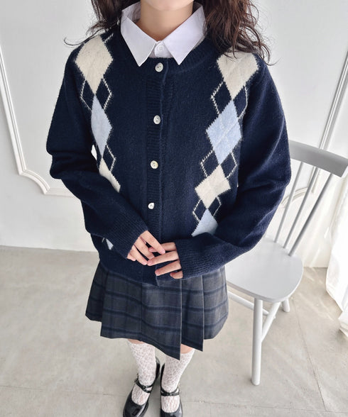 アーガイルニットカーディガン | LO2256077 | ネイビー